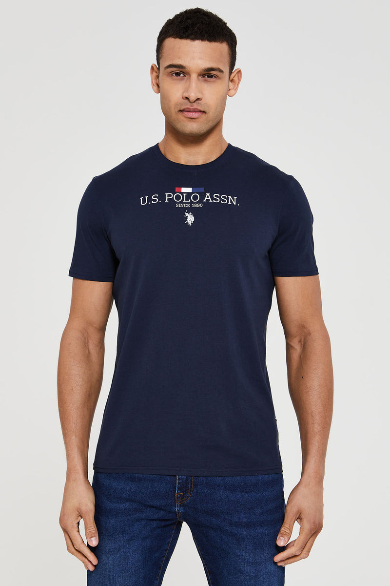 Mens Stacked Heritage T-Shirt in Navy Blue