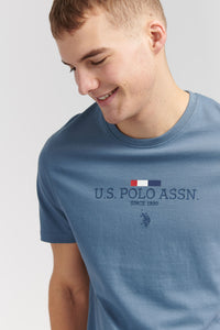 Mens Stacked Heritage T-Shirt in China Blue