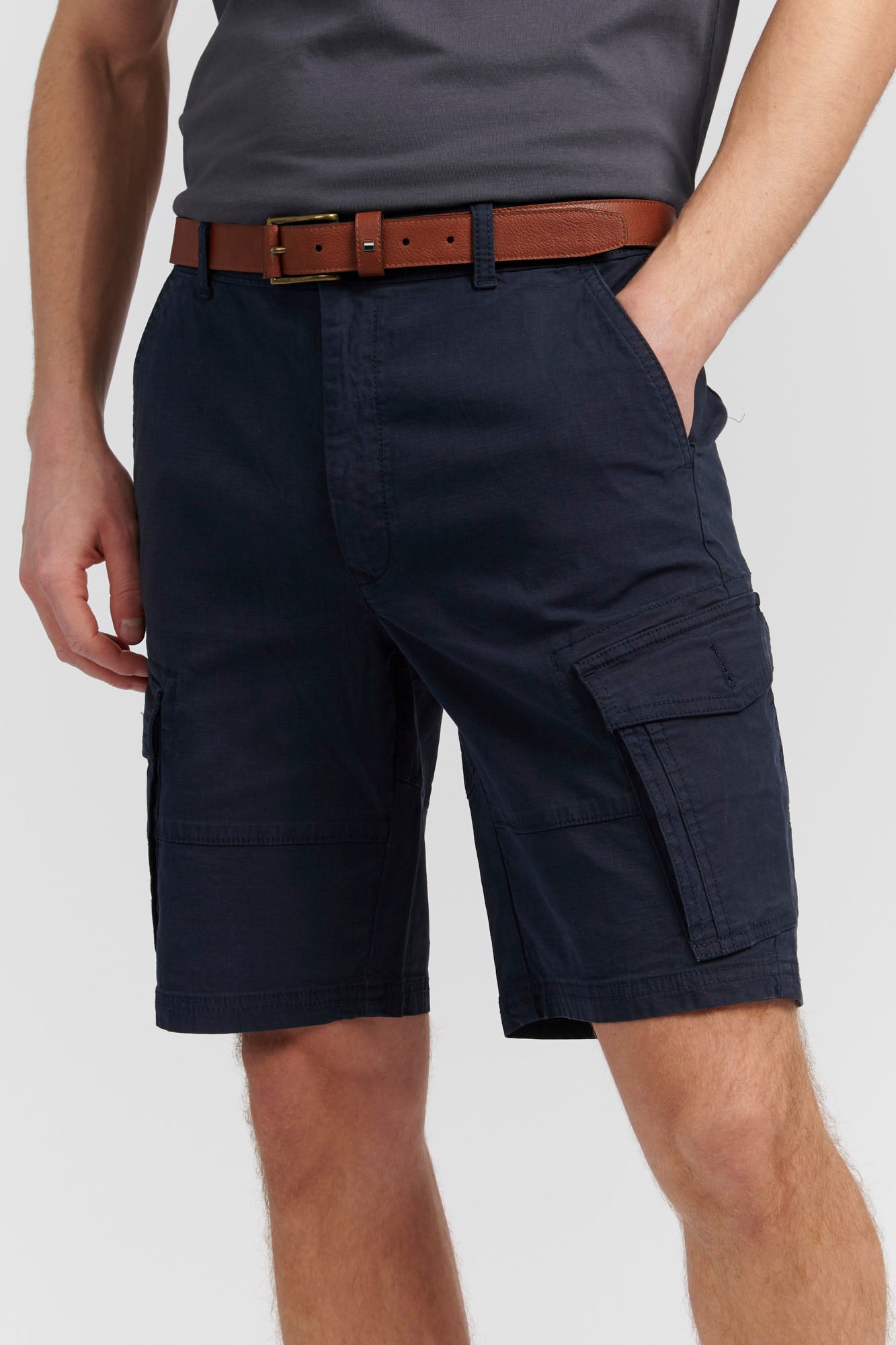 Mens Ripstop Cargo Shorts in Navy Blue