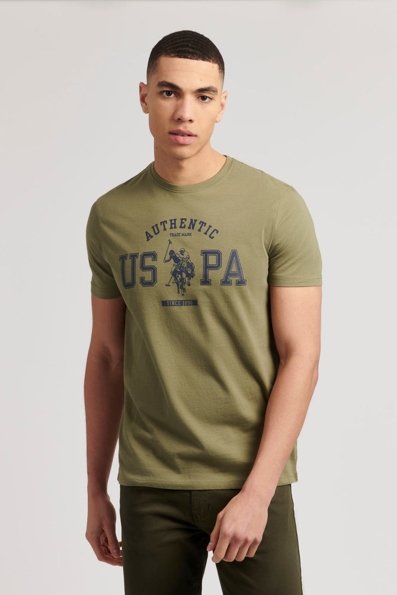 Mens Authentic USPA Graphic T-Shirt in Deep Lichen Green