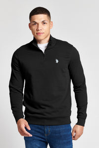 Mens Funnel Neck Quarter Zip Sweatshirt in Black