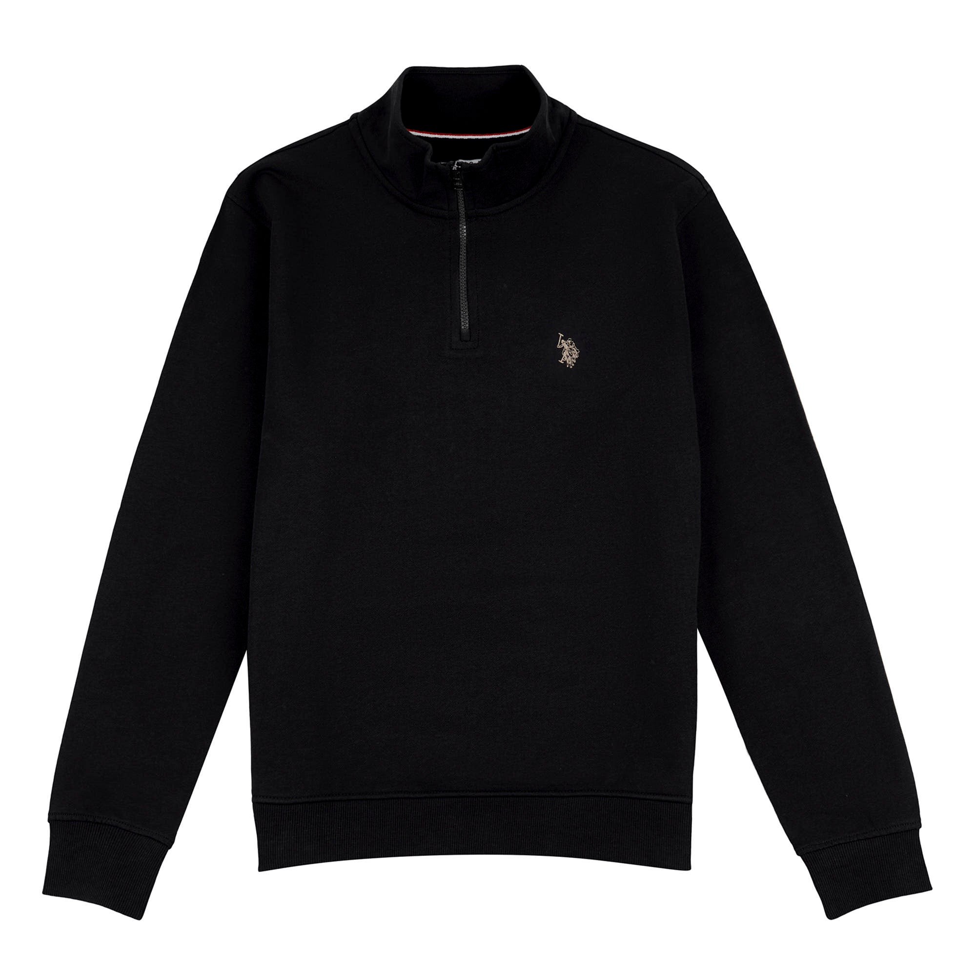 Mens Funnel Neck Quarter Zip Sweatshirt in Black