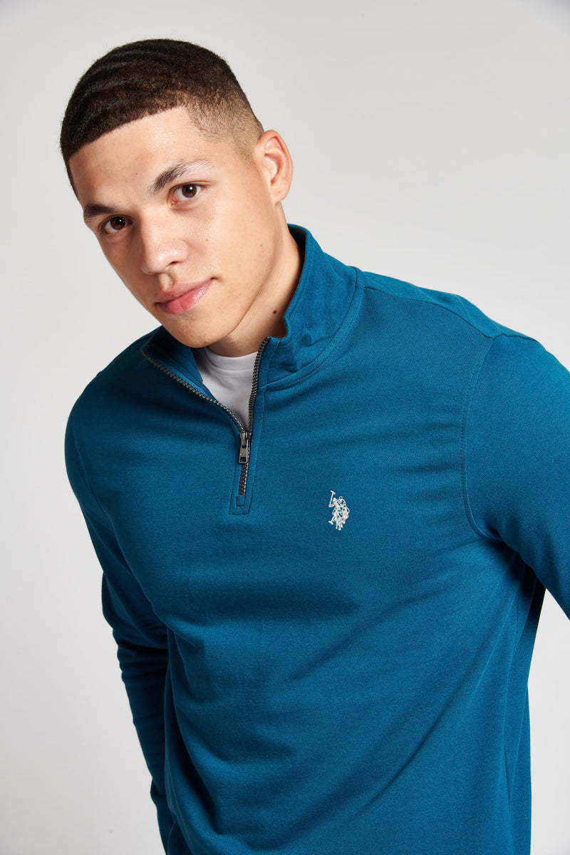 Mens Funnel Neck Quarter Zip Sweatshirt in Legion Blue