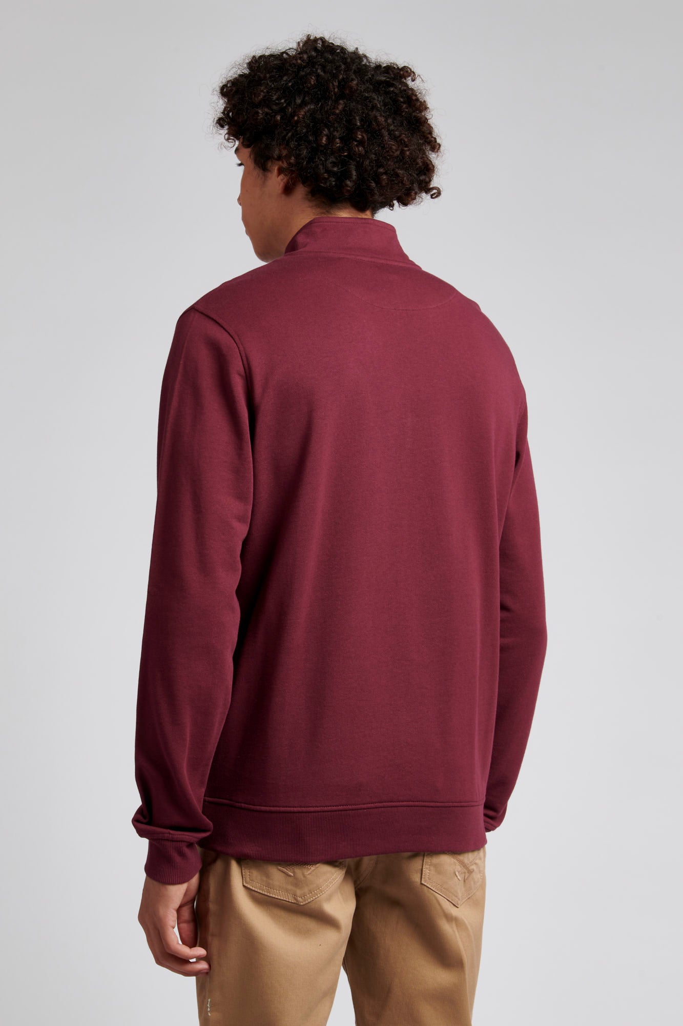 Mens Funnel Neck Quarter Zip Sweatshirt in Windsor Wine