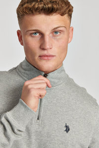 Mens Funnel Neck Quarter Zip Sweatshirt in Vintage Grey Heather