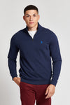 Mens Funnel Neck Quarter Zip Sweatshirt in Navy Blazer Estate Blue DHM