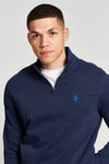 Mens Funnel Neck Quarter Zip Sweatshirt in Navy Blazer Estate Blue DHM