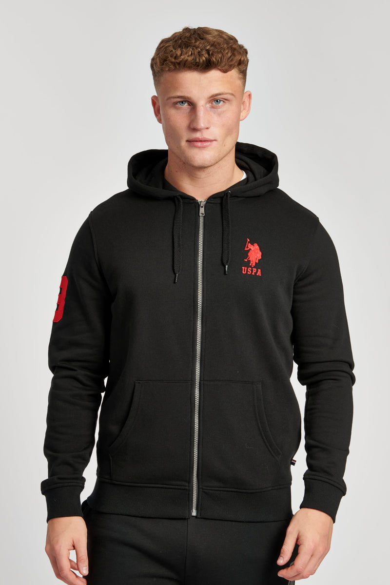 Mens Player 3 Zip-Through Hoodie in Black