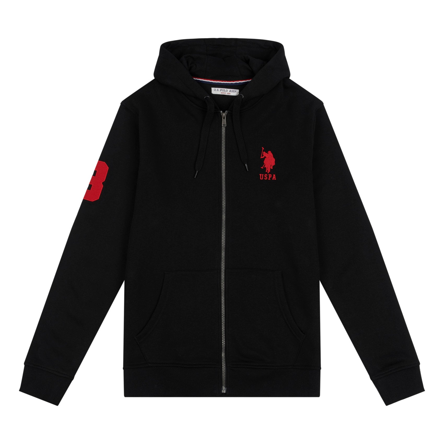 Mens Player 3 Zip-Through Hoodie in Black