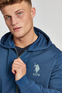 Mens Player 3 Zip-Through Hoodie in Dark Denim