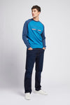 Mens Raglan Rider Crew Neck Sweater in True Blue