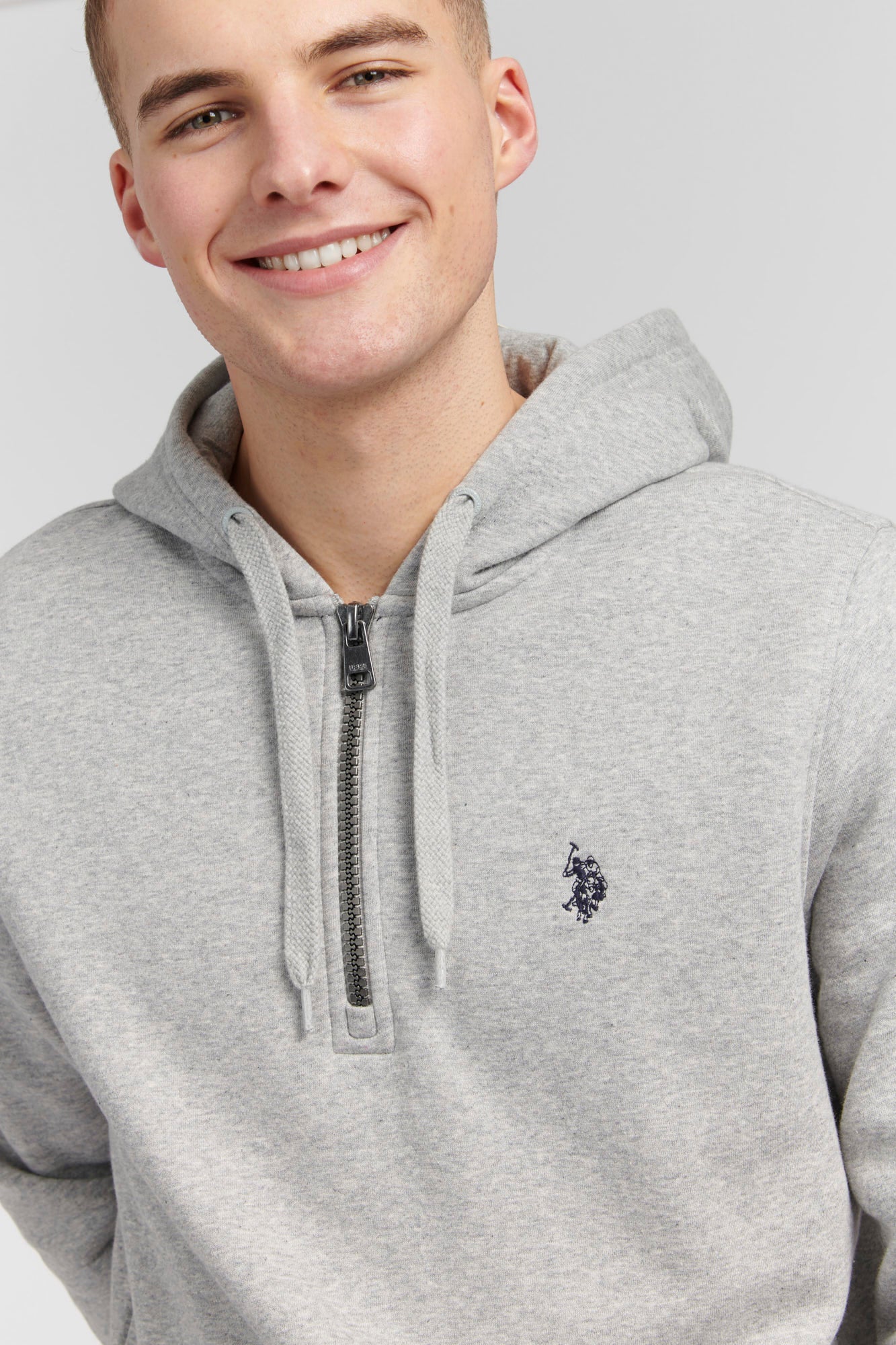 Mens Quarter Zip Hoodie in Vintage Grey Heather