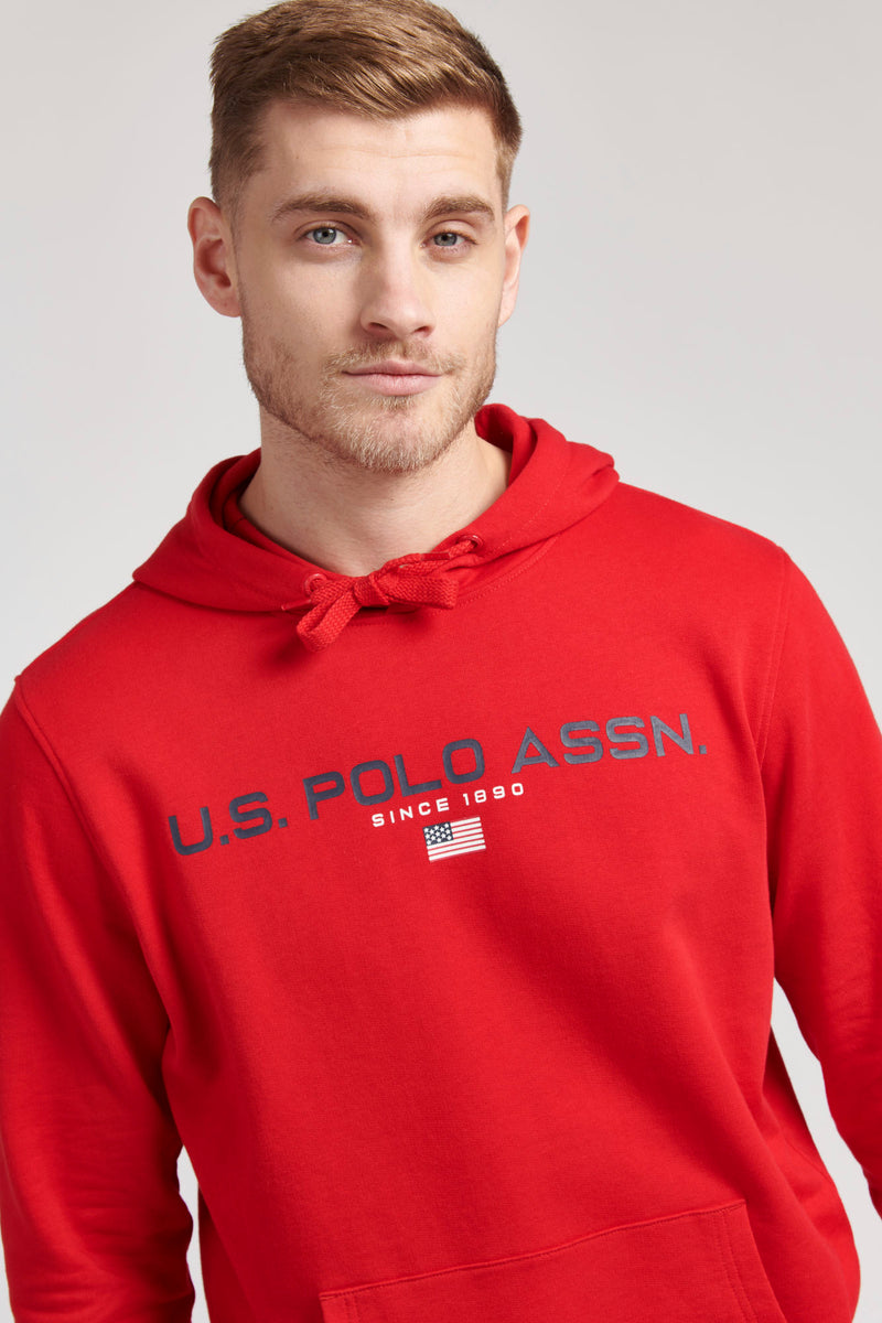 Mens Block Flag Graphic Hoodie in Tango Red