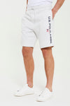 Mens Block Flag Graphic Shorts in Light Grey Marl