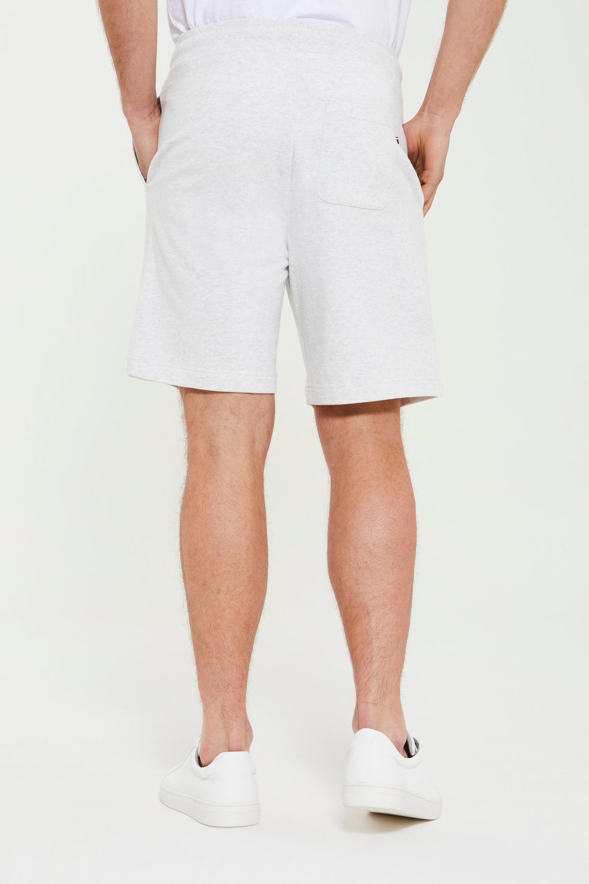 Mens Block Flag Graphic Shorts in Light Grey Marl