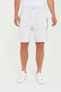 Mens Block Flag Graphic Shorts in Light Grey Marl