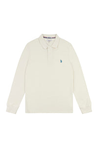 Mens Long-Sleeve Polo Shirt in Marshmallow