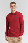 Mens Long-Sleeve Polo Shirt in Biking Red