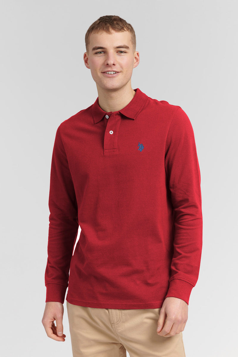 Mens Long-Sleeve Polo Shirt in Biking Red