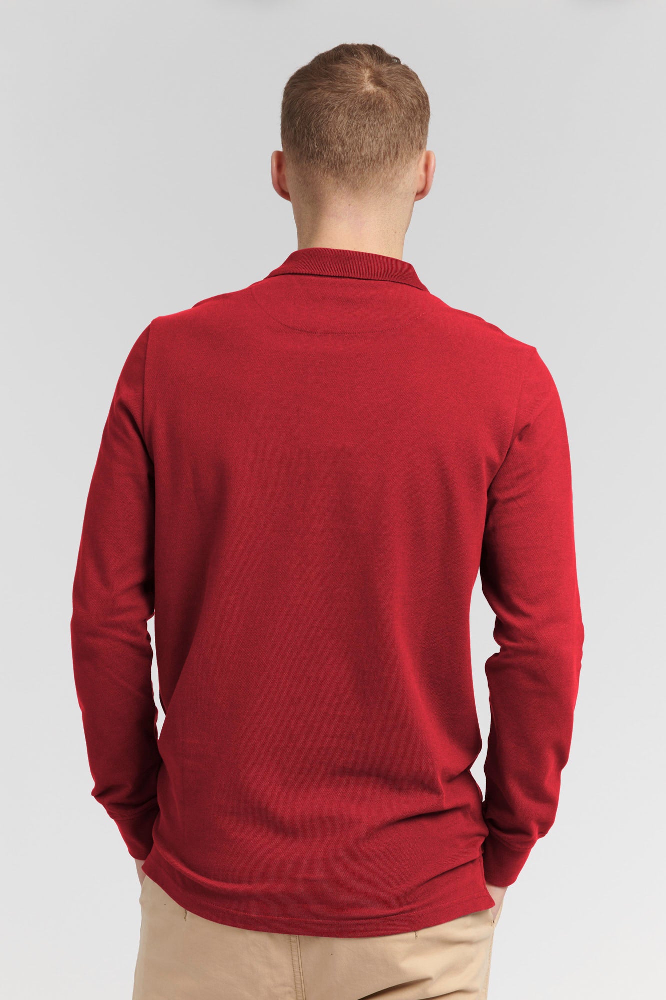 Mens long sleeve red polo shirt hotsell