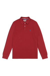 Mens Long-Sleeve Polo Shirt in Biking Red