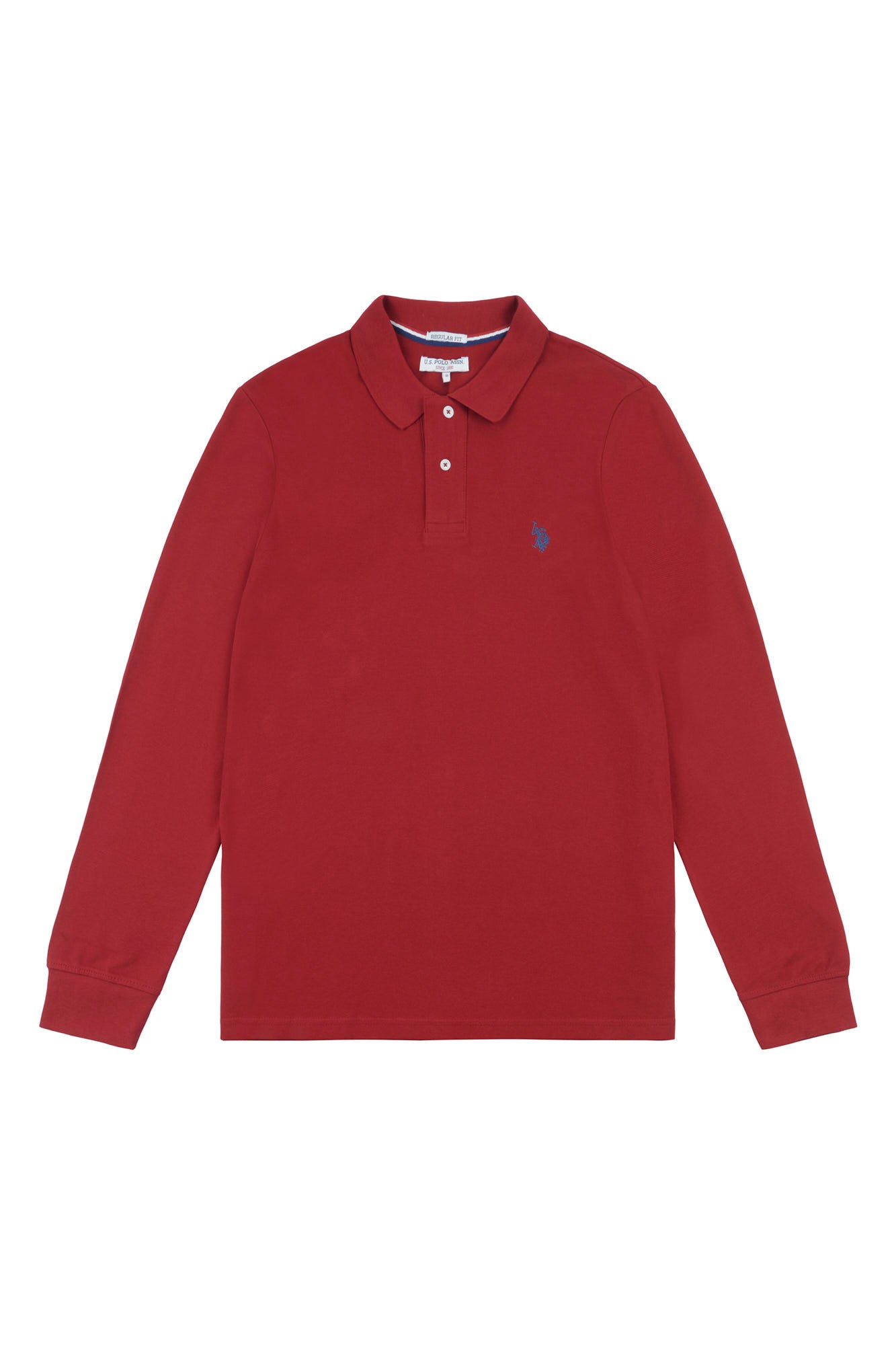 Mens Long-Sleeve Polo Shirt in Biking Red