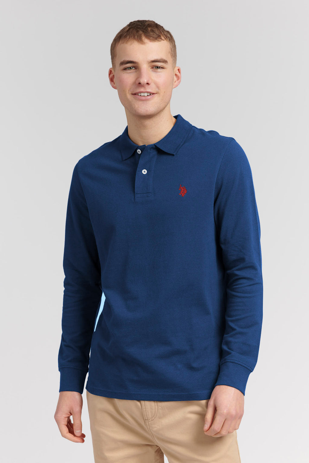 U.S. Polo Assn. Mens Long-Sleeve Polo in Insignia Blue – U.S. Polo Assn. UK