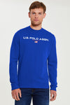 Mens Block Flag Graphic Crew Neck Sweatshirt in Classic Blue