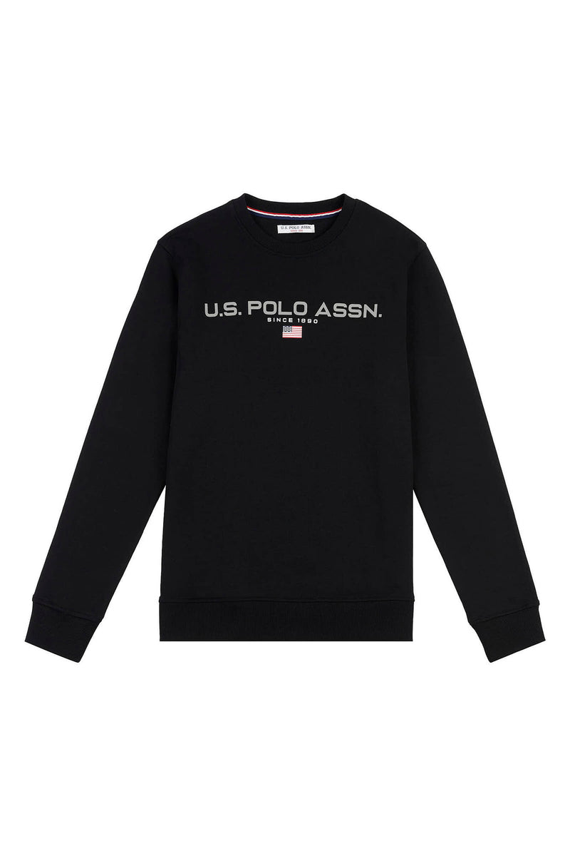 Mens Block Flag Graphic Crew Neck Sweatshirt in Black