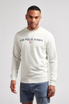 Mens Block Flag Graphic Crew Neck Sweatshirt in Light Grey Marl