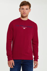 Mens Block Flag Graphic Crew Neck Sweatshirt in Biking Red