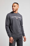 Mens Block Flag Graphic Crew Neck Sweatshirt in Ebony