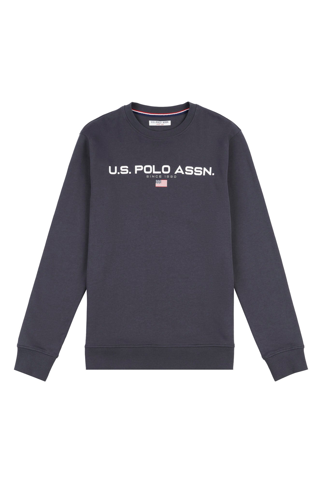 Mens Block Flag Graphic Crew Neck Sweatshirt in Ebony