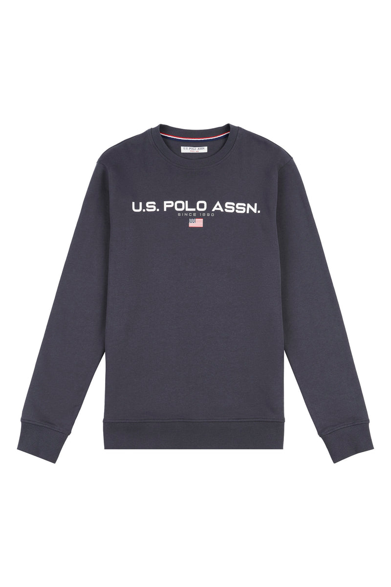 Mens Block Flag Graphic Crew Neck Sweatshirt in Ebony