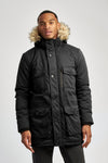 Mens Hooded Parka Coat in Black