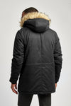 Mens Hooded Parka Coat in Black