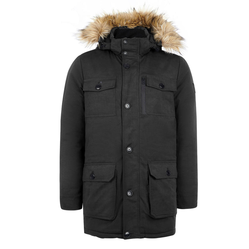 Mens Hooded Parka Coat in Black