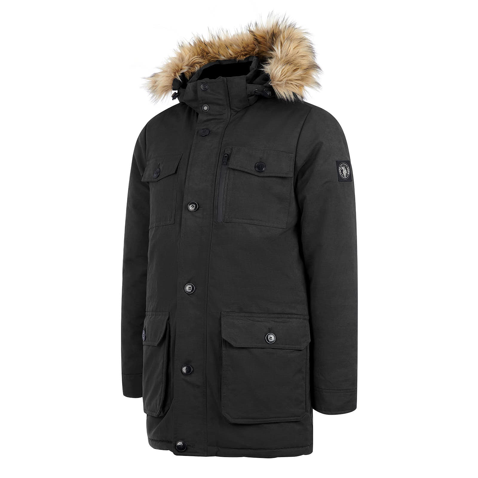 Mens Hooded Parka Coat in Black