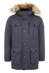 Mens Hooded Parka Coat in Ebony