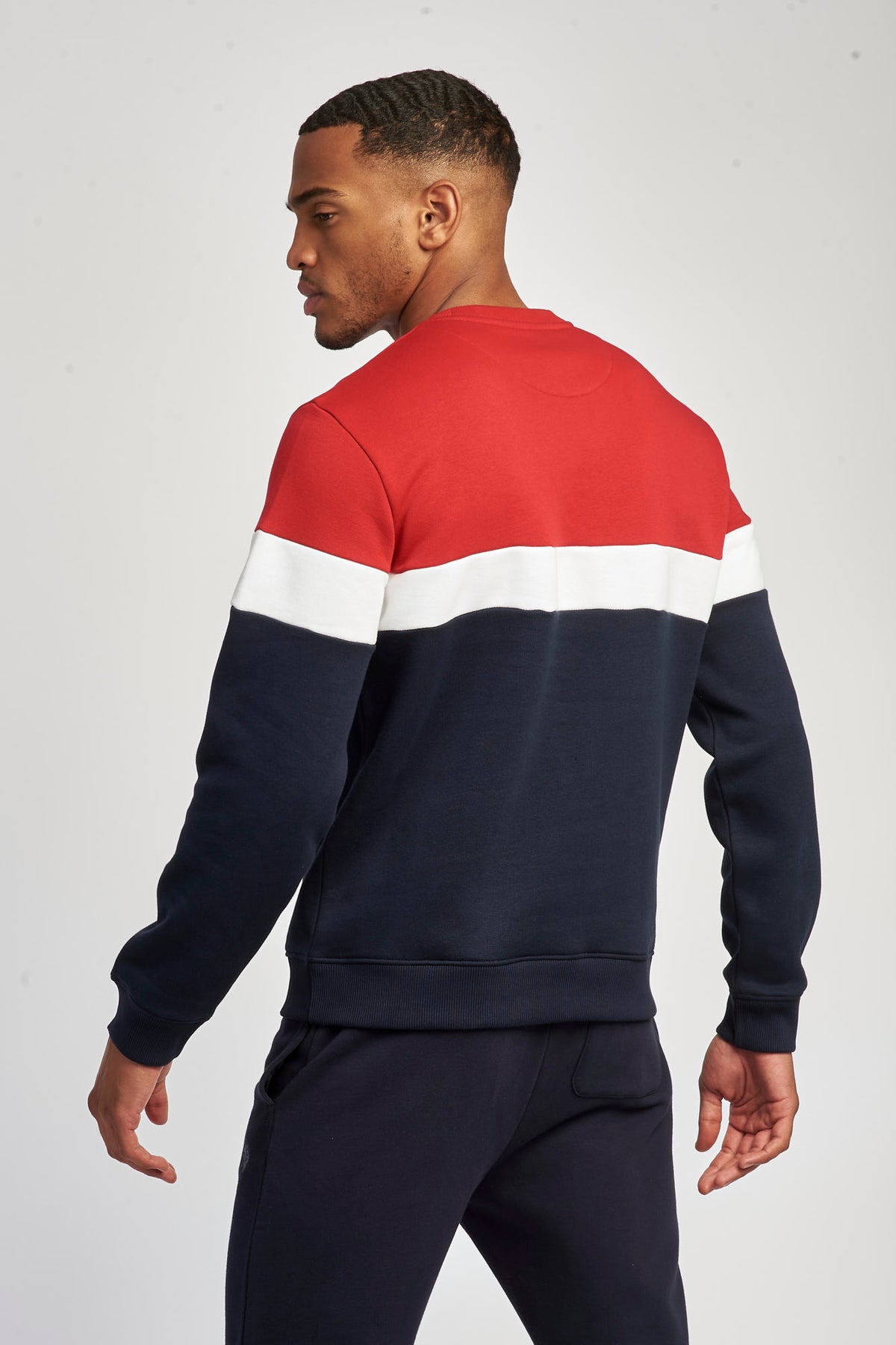 Mens Stripe Sweatshirt in Navy Blue