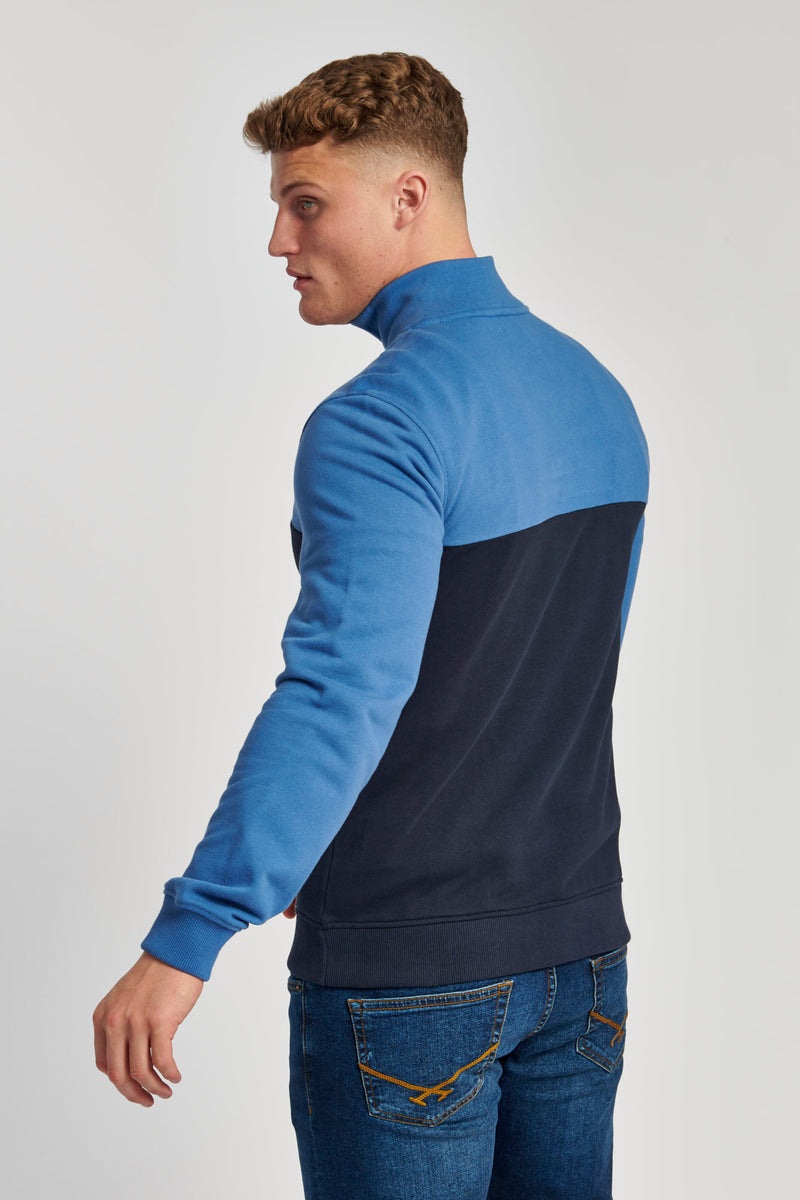 Mens Sport Quarter Zip Sweatshirt in Navy Blue