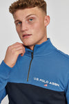 Mens Sport Quarter Zip Sweatshirt in Navy Blue