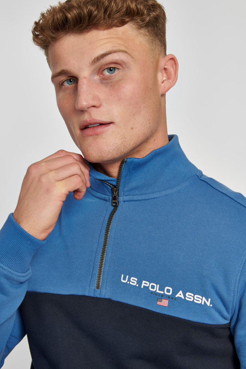 Mens Sport Quarter Zip Sweatshirt in Navy Blue