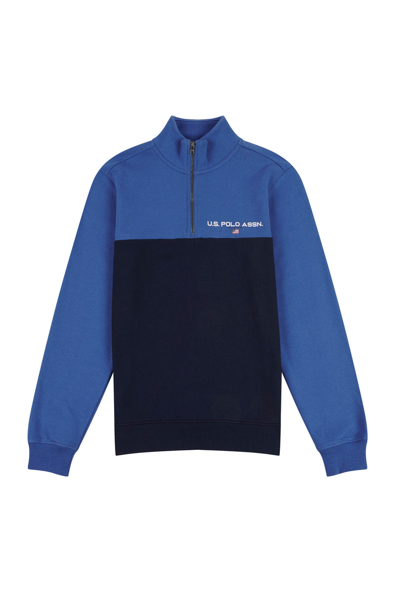 Mens Sport Quarter Zip Sweatshirt in Navy Blue