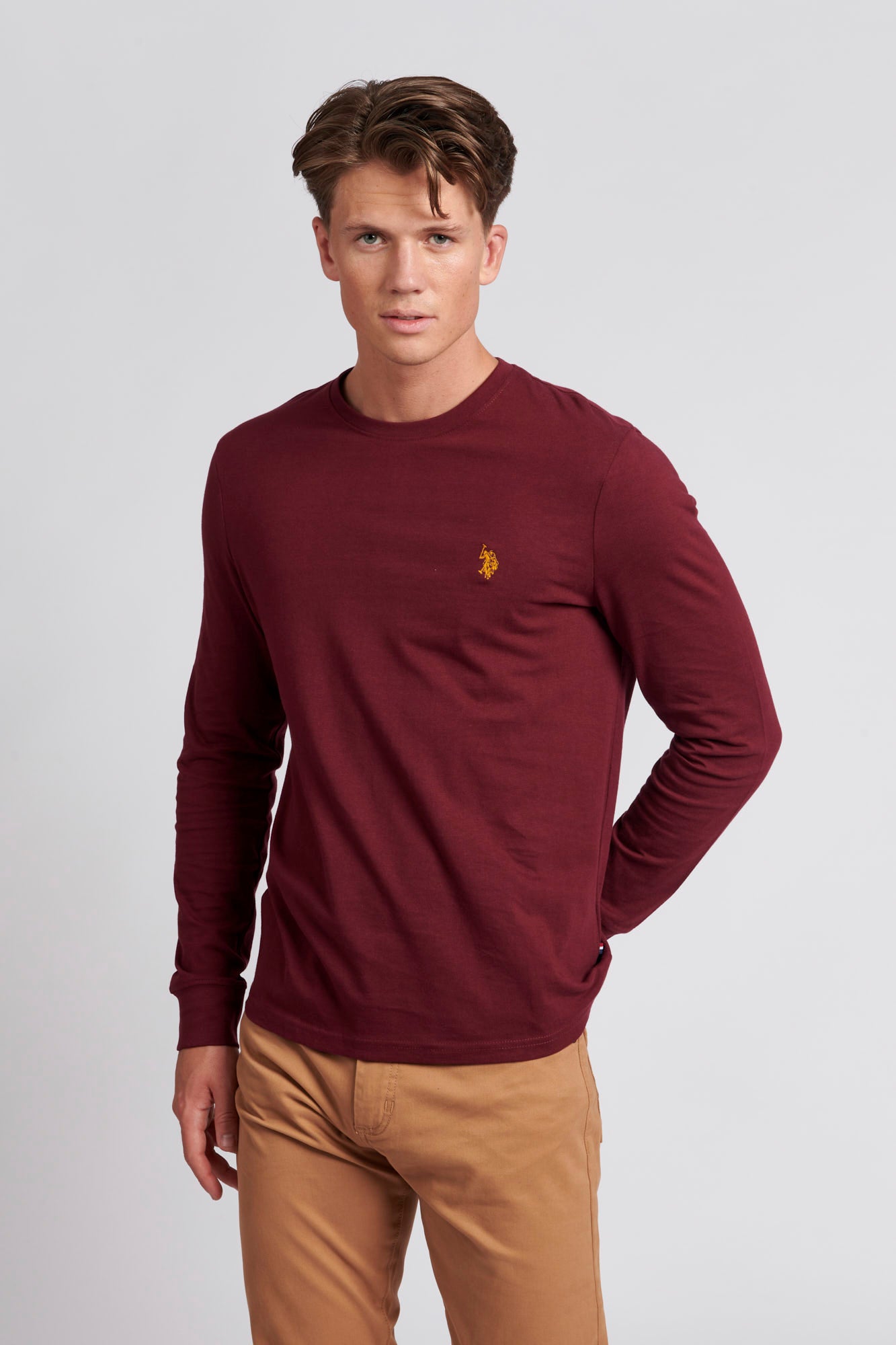 Mens Long Sleeved T-Shirt in Windsor Wine