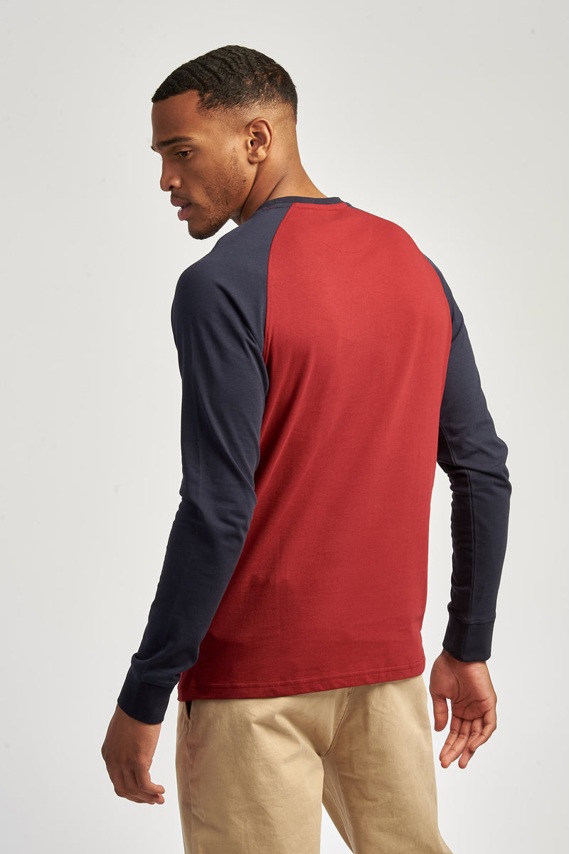 Mens Raglan Long Sleeved T-Shirt in Biking Red