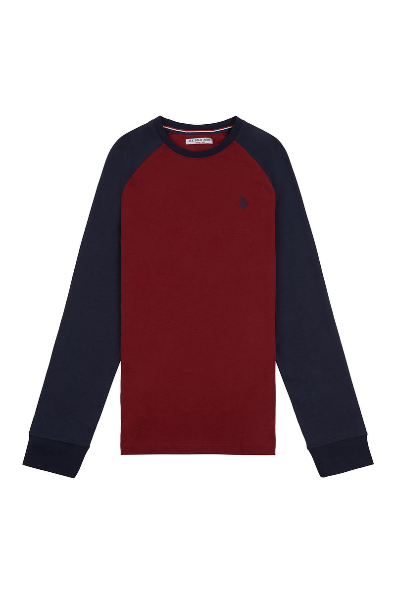 Mens Raglan Long Sleeved T-Shirt in Biking Red