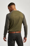 Mens Raglan Long Sleeved T-Shirt in Army Green