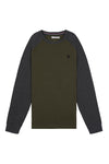 Mens Raglan Long Sleeved T-Shirt in Army Green