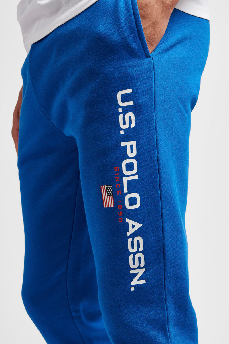 Mens Block Flag Graphic Joggers in Classic Blue